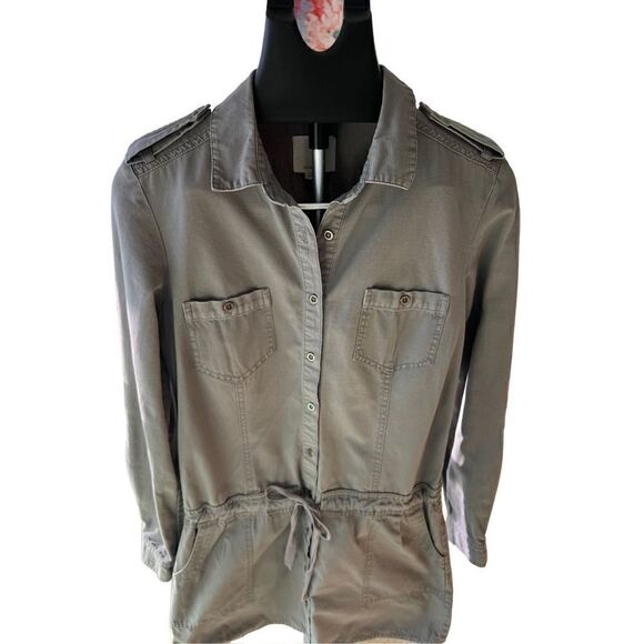 Quick Silver Women’s Dress Army Green SZ M Waist Drawstring Long Sleeves or 1/4 - Picture 4 of 16